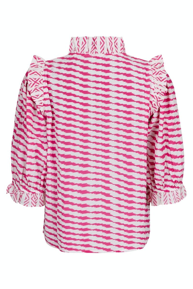 Neo Noir - Top - Chacha Graphic Blouse - Pink