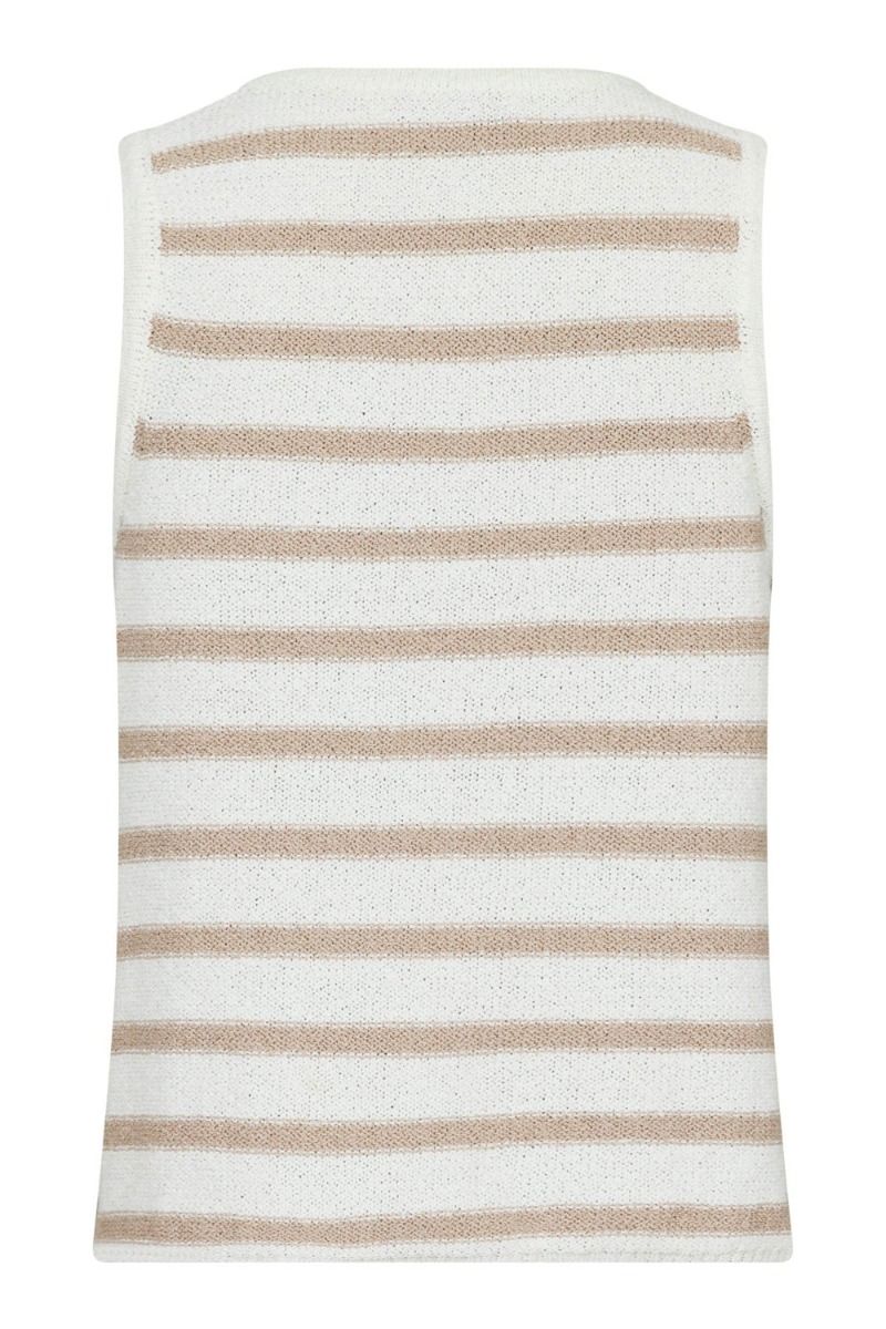 Neo Noir - Top - Chira Boucle Knit Stripe Top - Sand