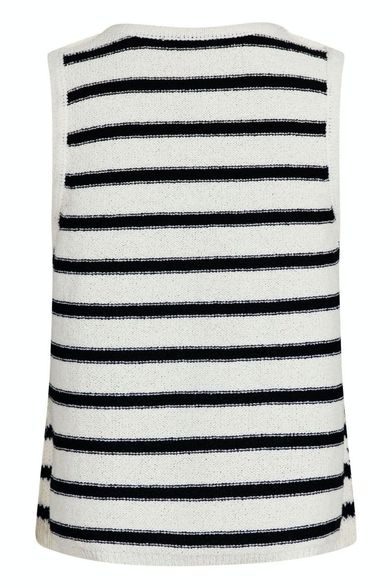 Neo Noir - Top - Chira Boucle Knit Stripe Top - Black Striped