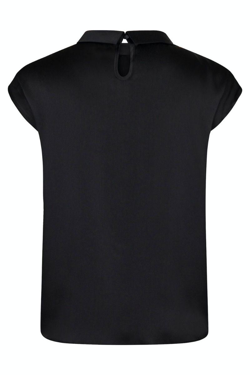 Neo Noir - Top - Fleur Drapy Satin Blouse - Black