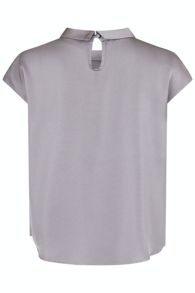 Neo Noir - Top - Fleur Drapy Satin Blouse - Grey