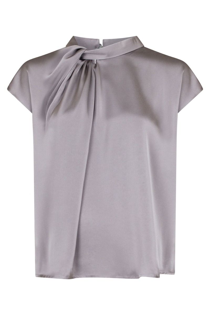 Neo Noir - Top - Fleur Drapy Satin Blouse - Grey