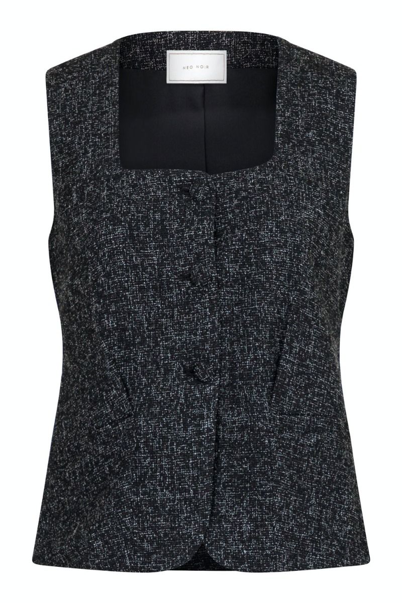 Neo Noir - Top - Lily Salt n Peppar Waistcoat - Black