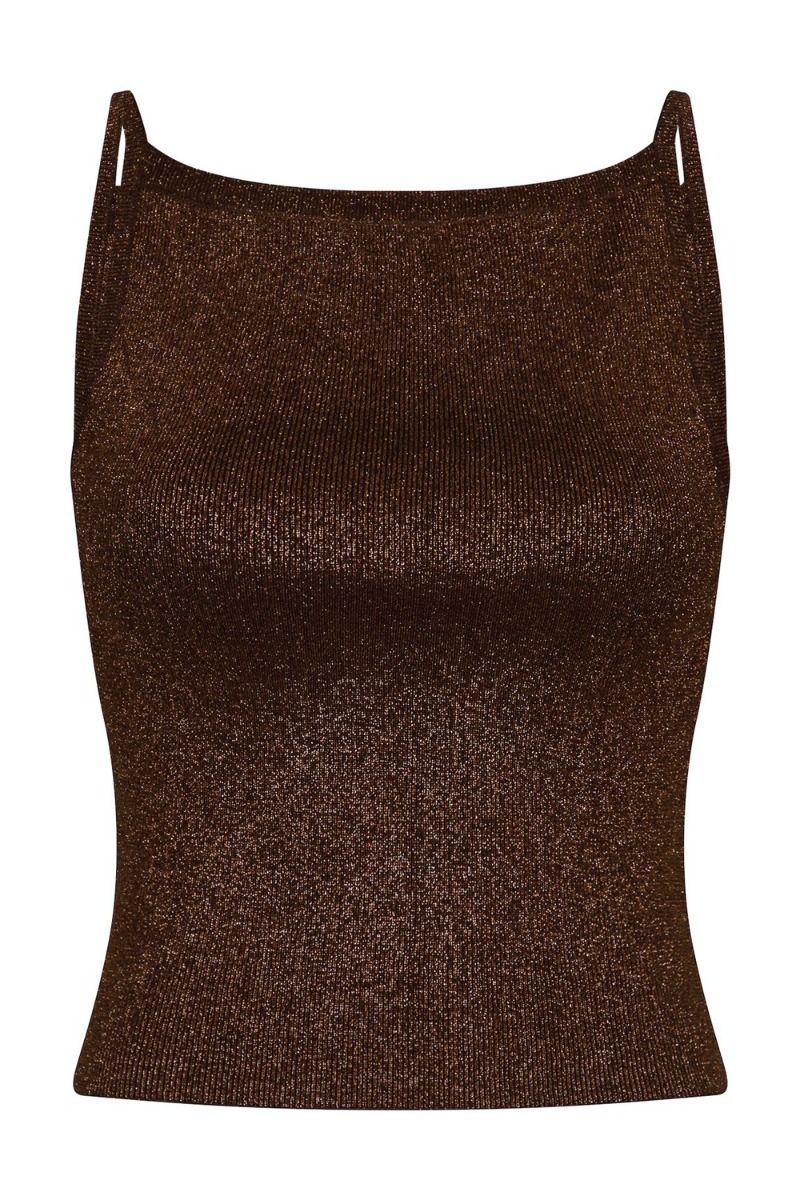 Neo Noir - Top - Marta Glitter Knit Top - Chocolate Brown