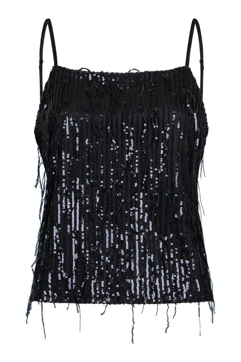 Neo Noir - Top - Reganna Sequins Top - Black