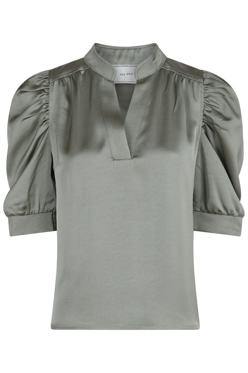 Neo Noir - Bluse - Roella Heavy Sateen Blouse - Smoke Green