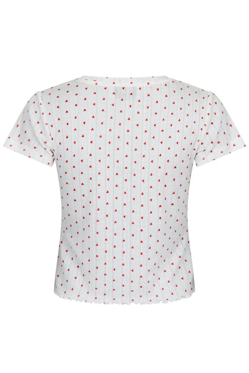 Neo Noir - T-shirt - Lonnie Pointelle Heart Top - White