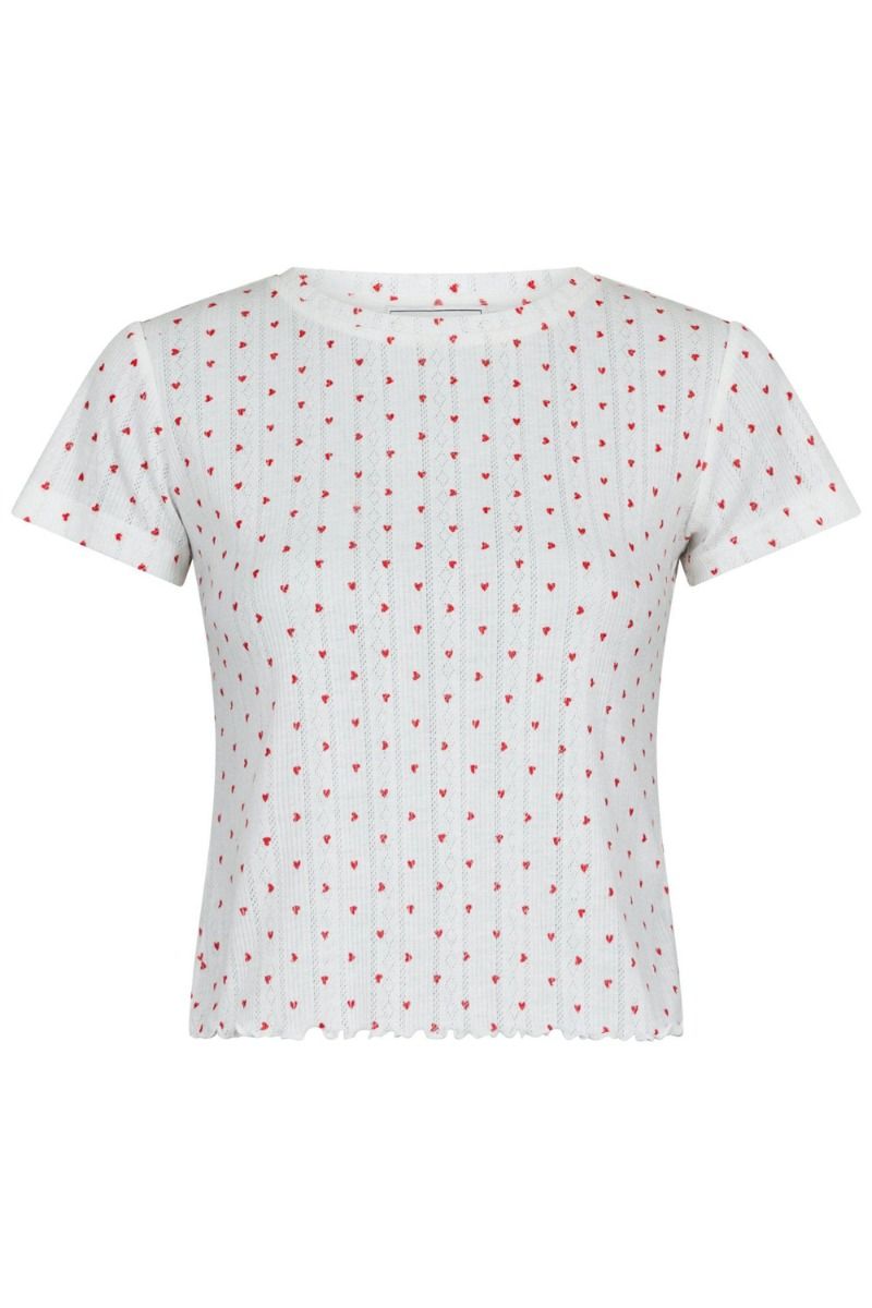 Neo Noir - T-shirt - Lonnie Pointelle Heart Top - White