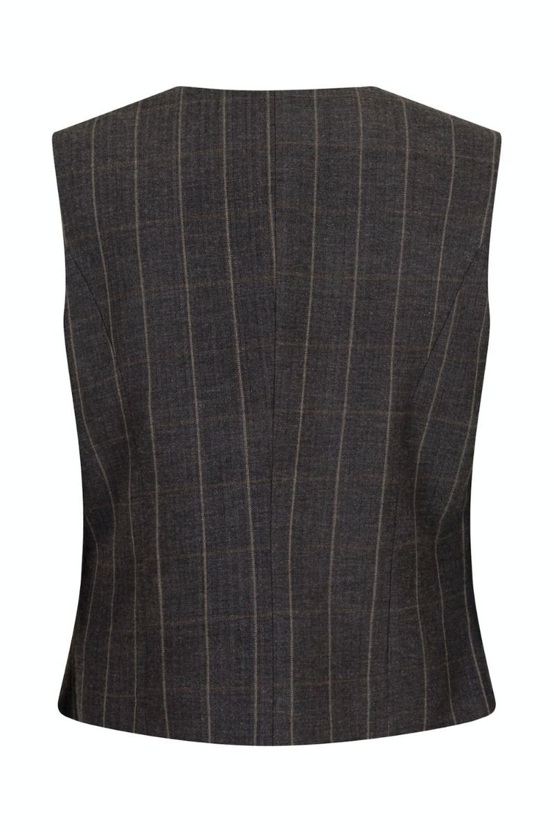 Neo Noir - Vest - Vendetta Soft Check Vest - Dark Grey