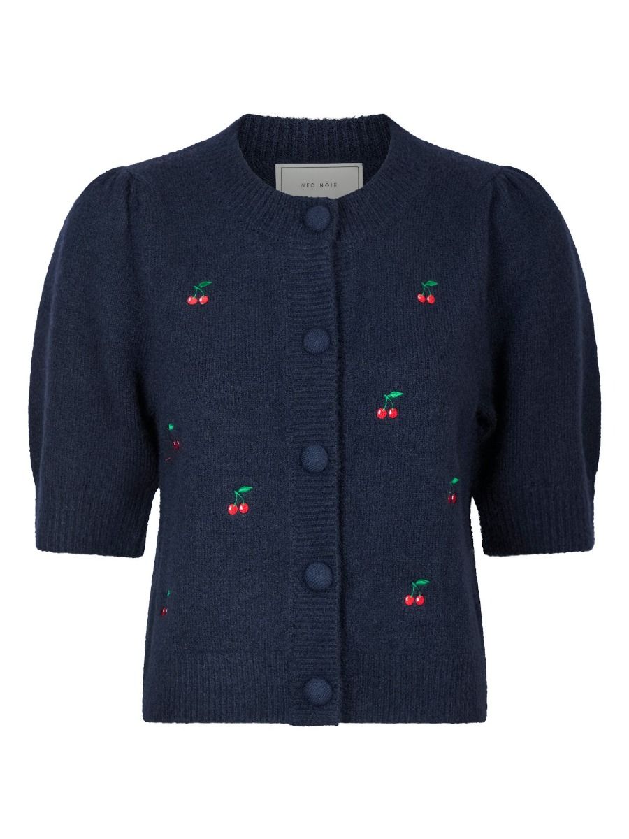 Neo Noir - Cardigan - Trudy Embroidery Knit Cardigan - Navy