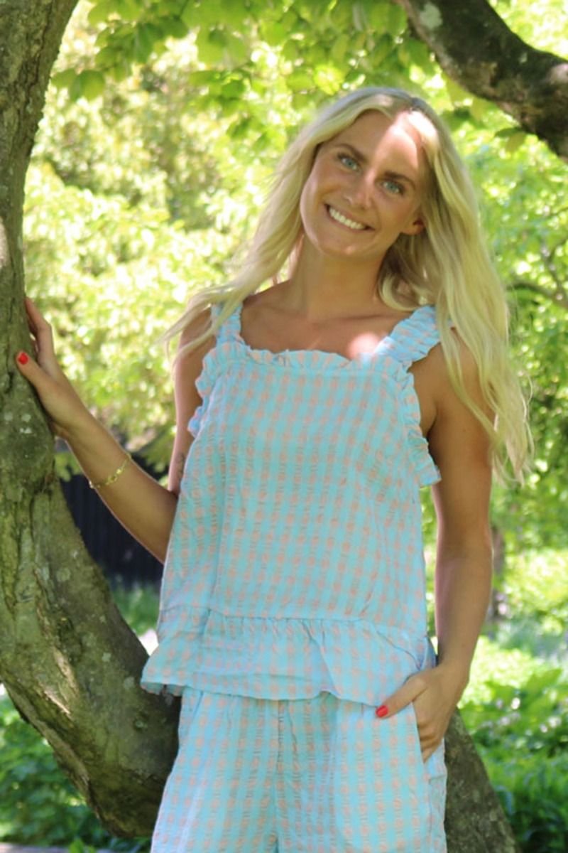 Neo Noir - Top - Limma Candy Check Top - Light Blue