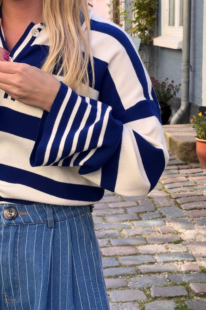 Nümph - Strik - Numonique Two Stripe Pullover - Blueprint