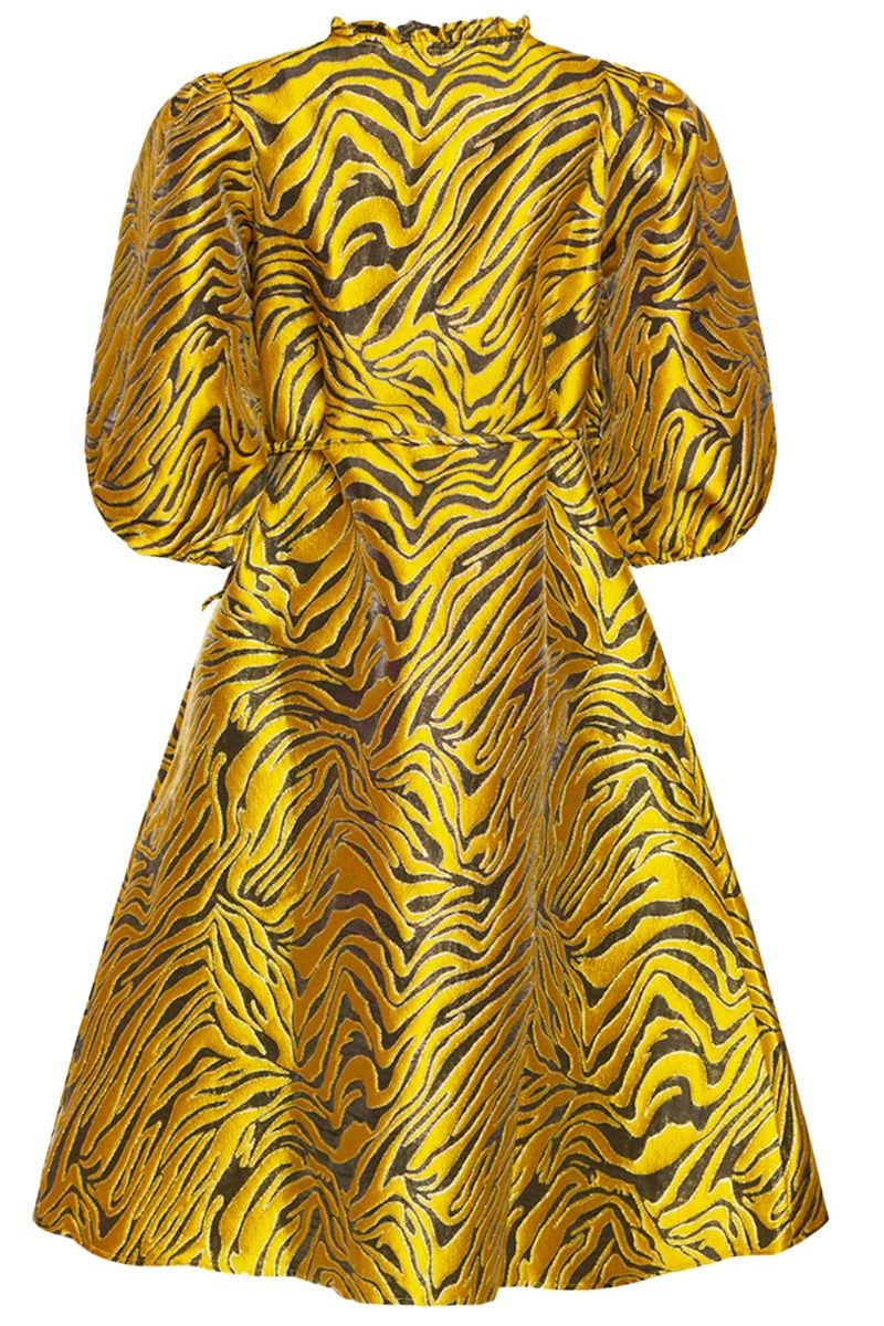 Noella - Kjole - Jessa Wrap Dress - Black/Yellow Mix