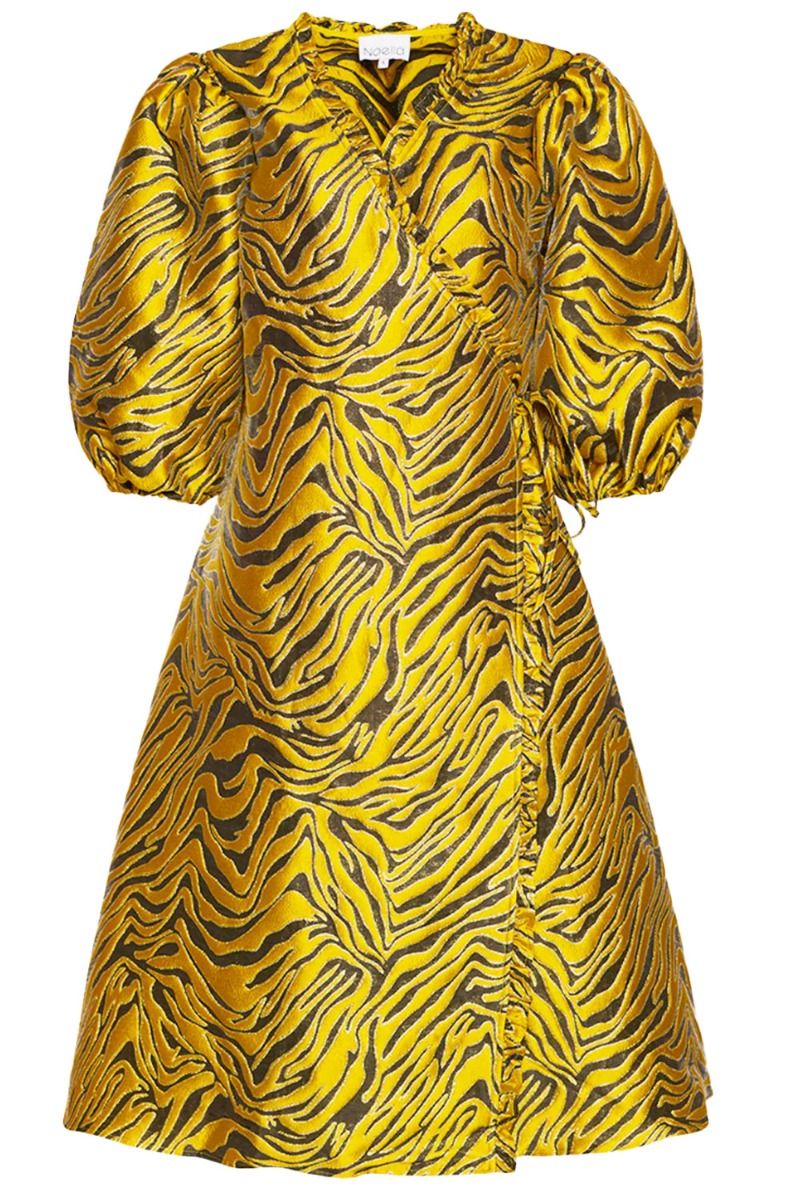 Noella - Kjole - Jessa Wrap Dress - Black/Yellow Mix