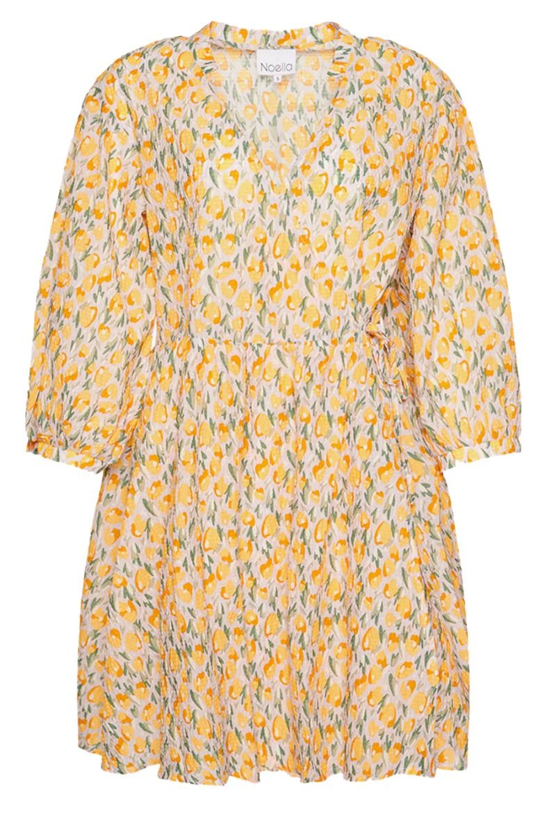 Noella - Kjole - Mara Wrap Dress - Orange/Lavender Flower