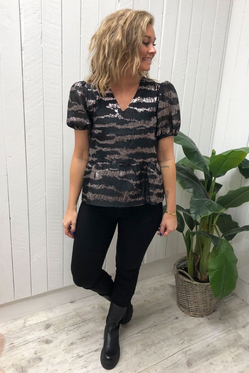 Noella - Bluse - Bella Blouse Silk - Black/gunmetal