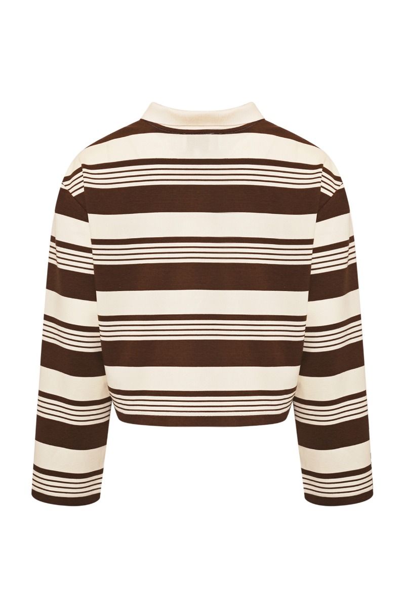 Noella - Bluse - Lynlee Polo - Brown Offwhite Stripe