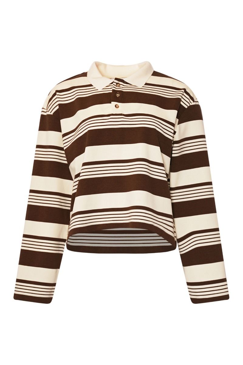 Noella - Bluse - Lynlee Polo - Brown Offwhite Stripe