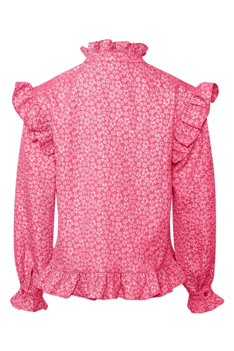 Noella - Bluse - Reno Ruby Ruffle Blouse - Bright Pink