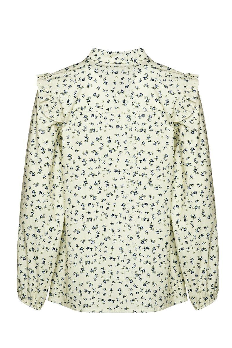 Noella - Bluse - Tilla Blouse Cotton Poplin - Blue/Cream Flower