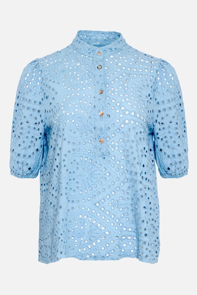 Noella - Bluse - Wakka Blouse Broderi Anglaise - Skyblue