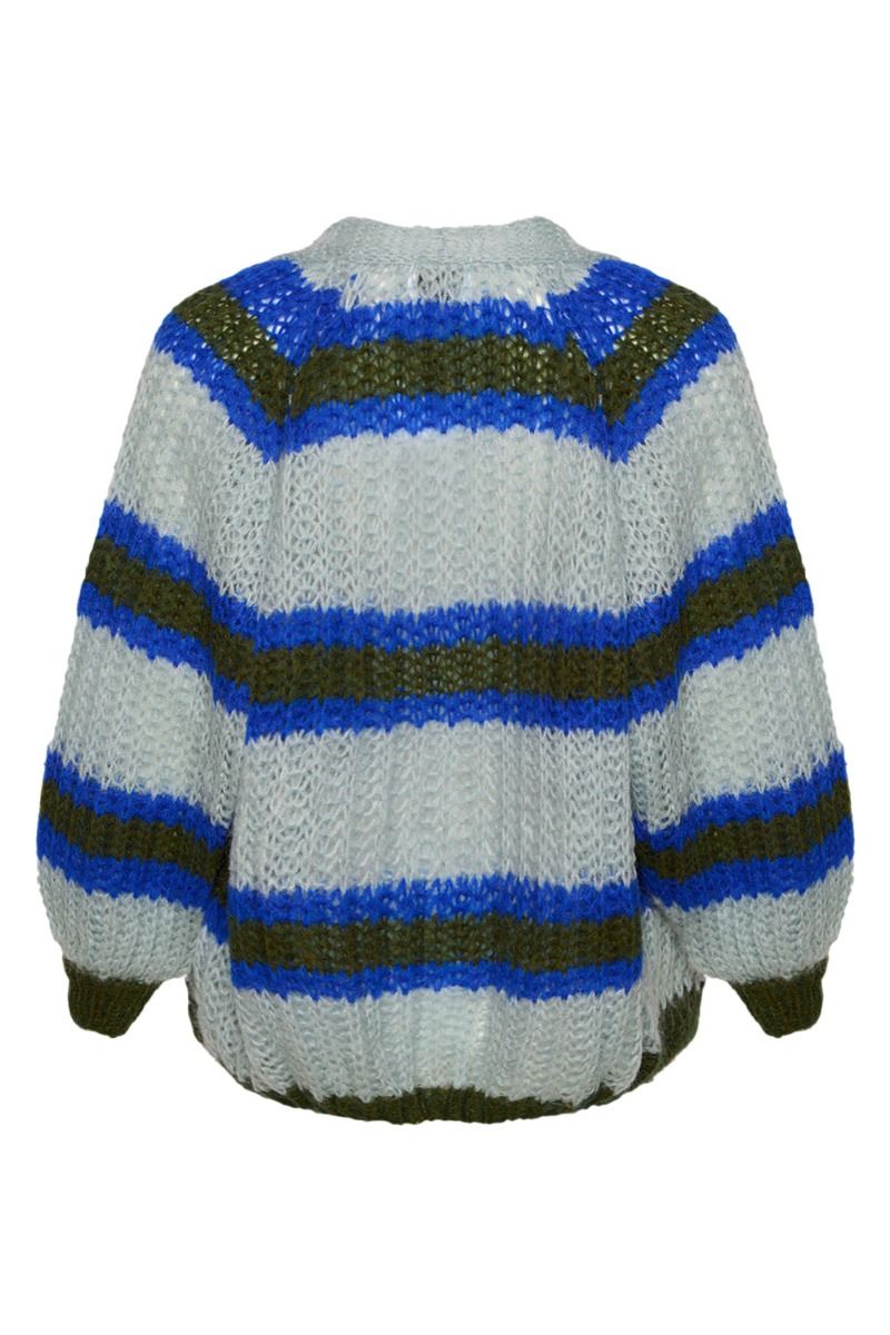 Noella - Cardigan - Vera Knit Cardigan - Light Blue/Electric Blue/Army