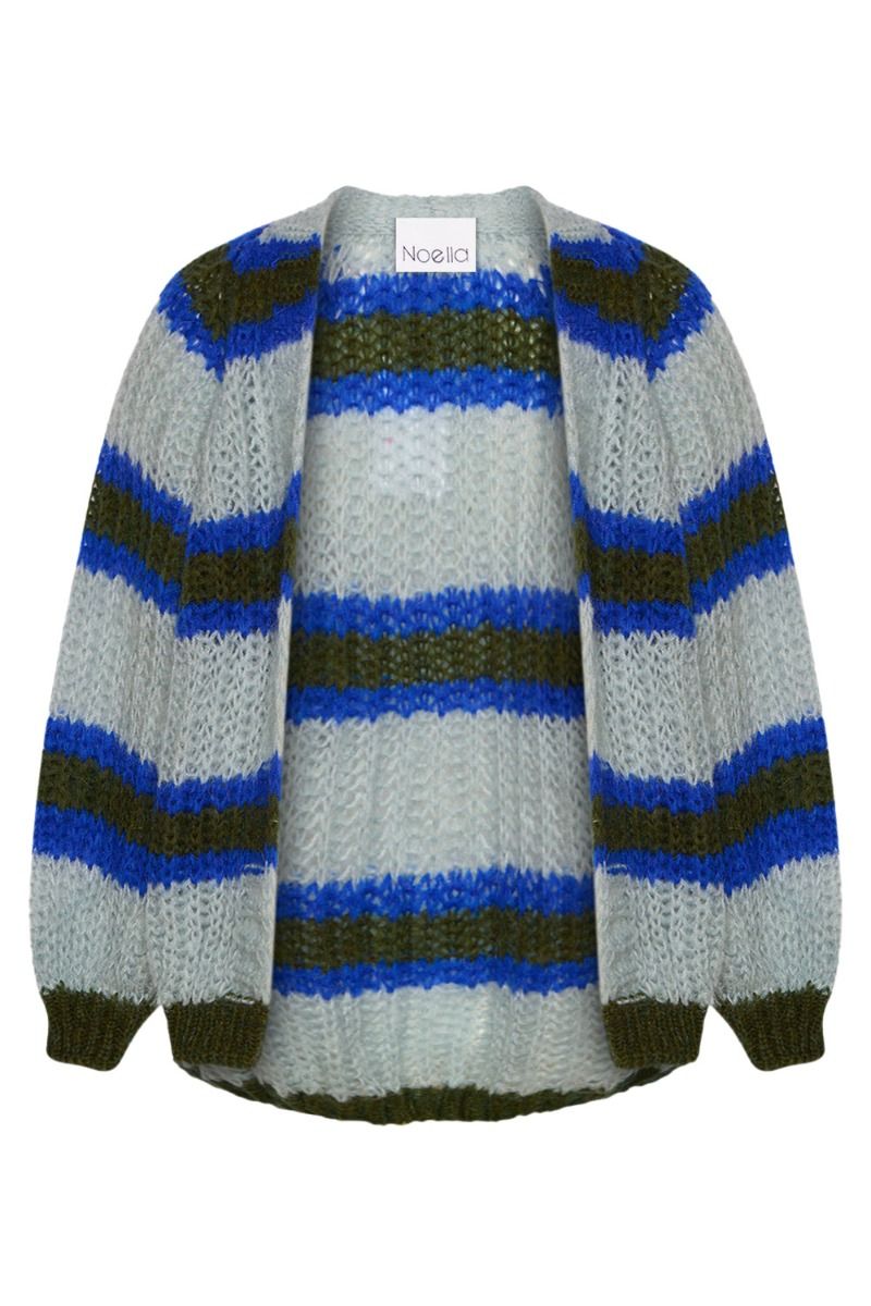Noella - Cardigan - Vera Knit Cardigan - Light Blue/Electric Blue/Army