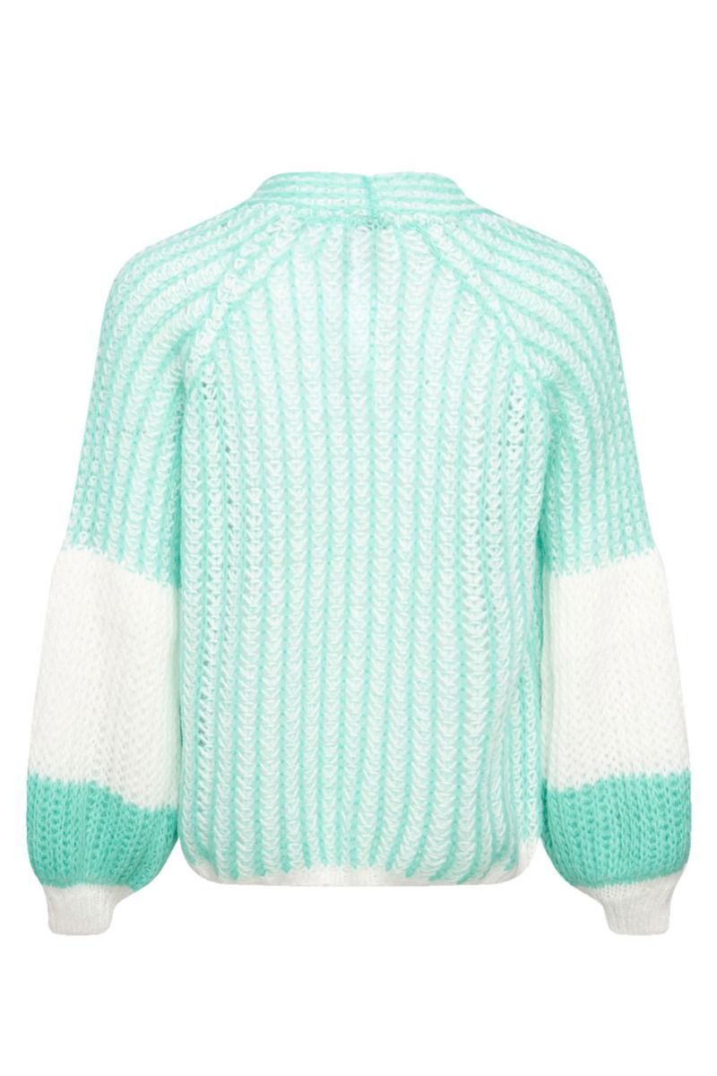 Noella - Cardigan - Liana Knit Cardigan - Mint/White