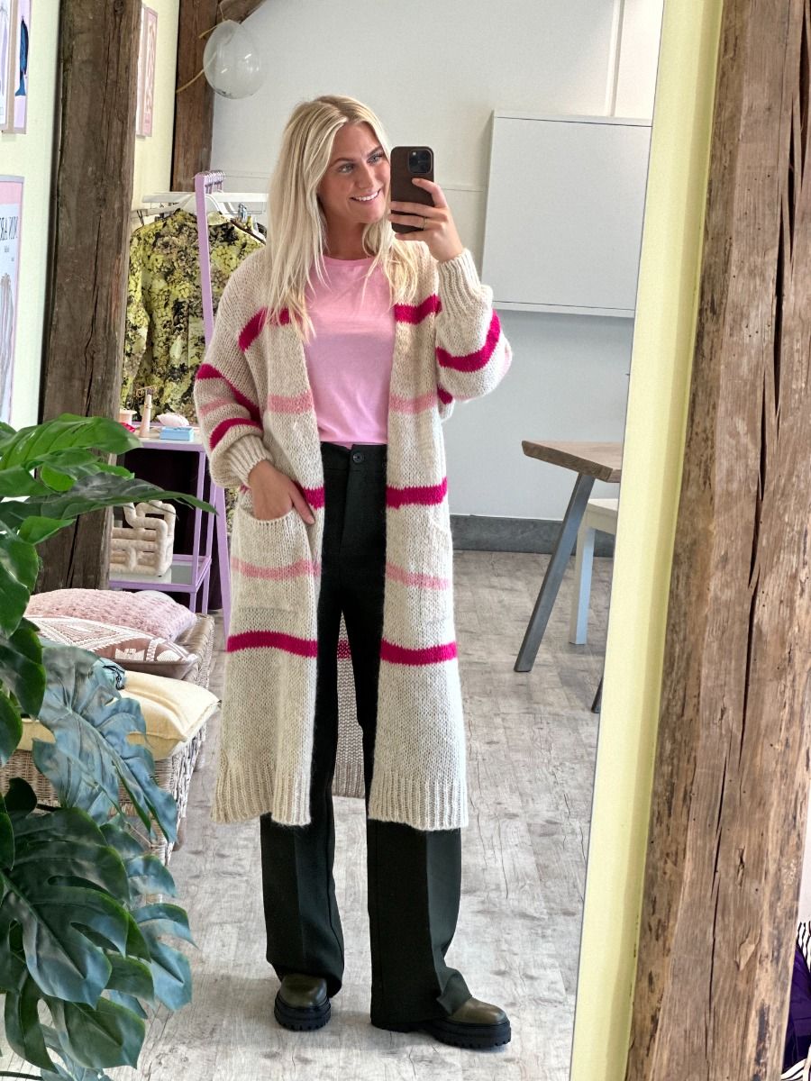 Noella - Cardigan - Prisca Knit Cardigan Long - Pink Mix
