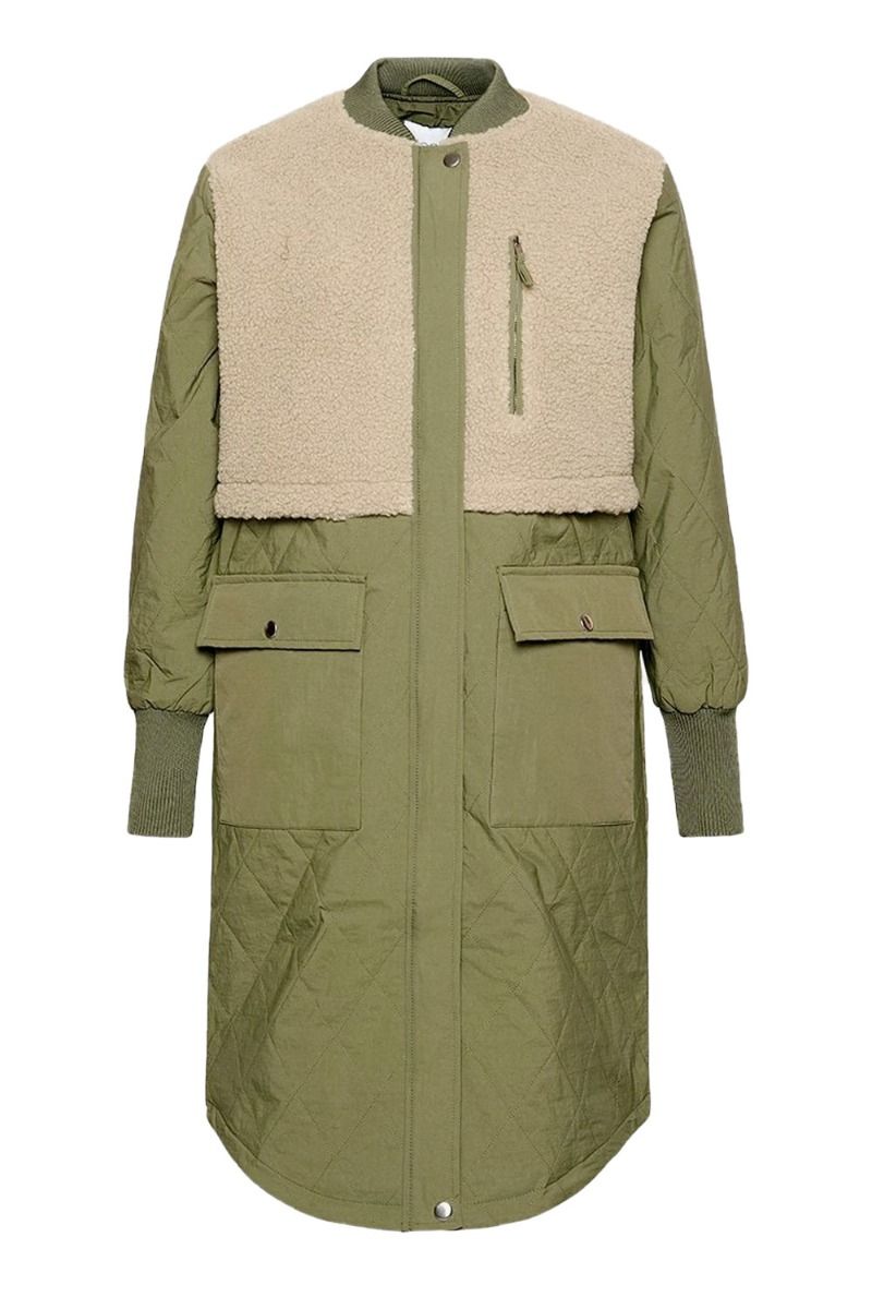 Noella - Jakke - Etta Pile Coat - Beige/Army Mix