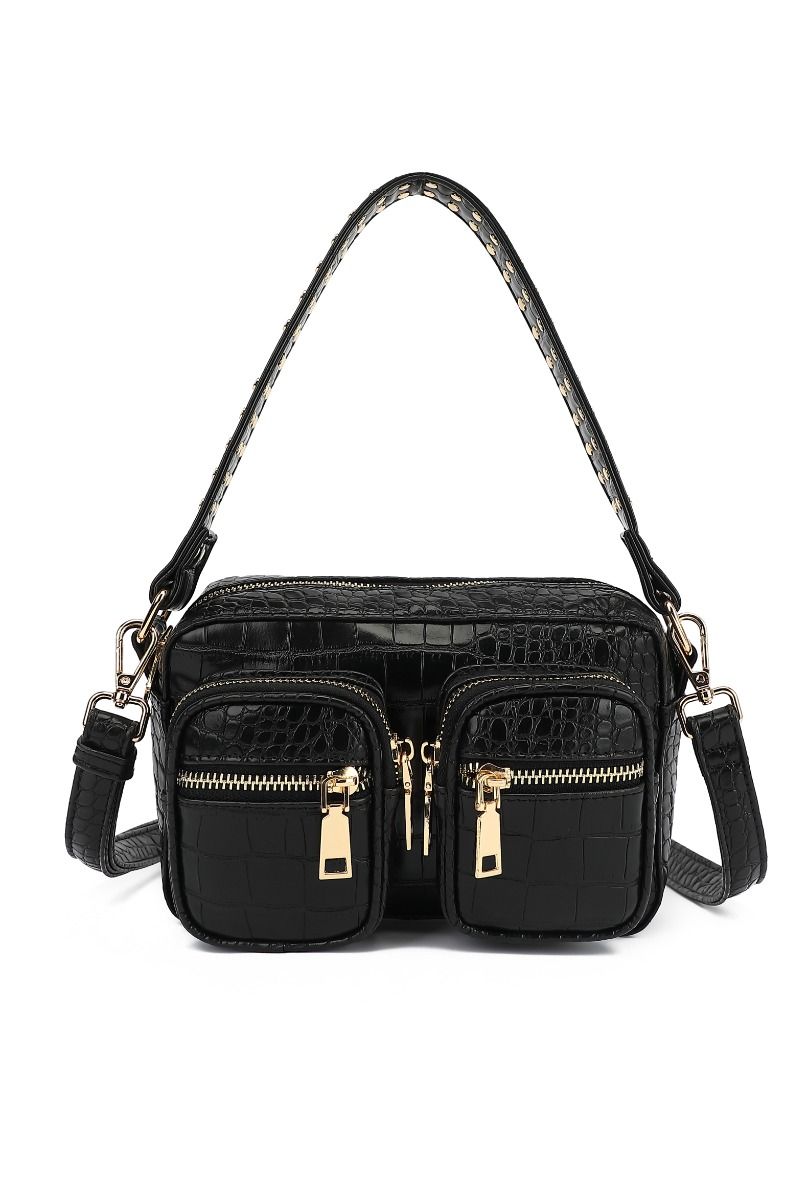 Noella - Taske - Kendra Bag w. Gold - Black Croc