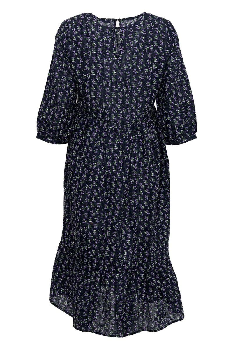 Noella - Kjole - Fabiola Dress Seersucker - Navy/Lilac Flower