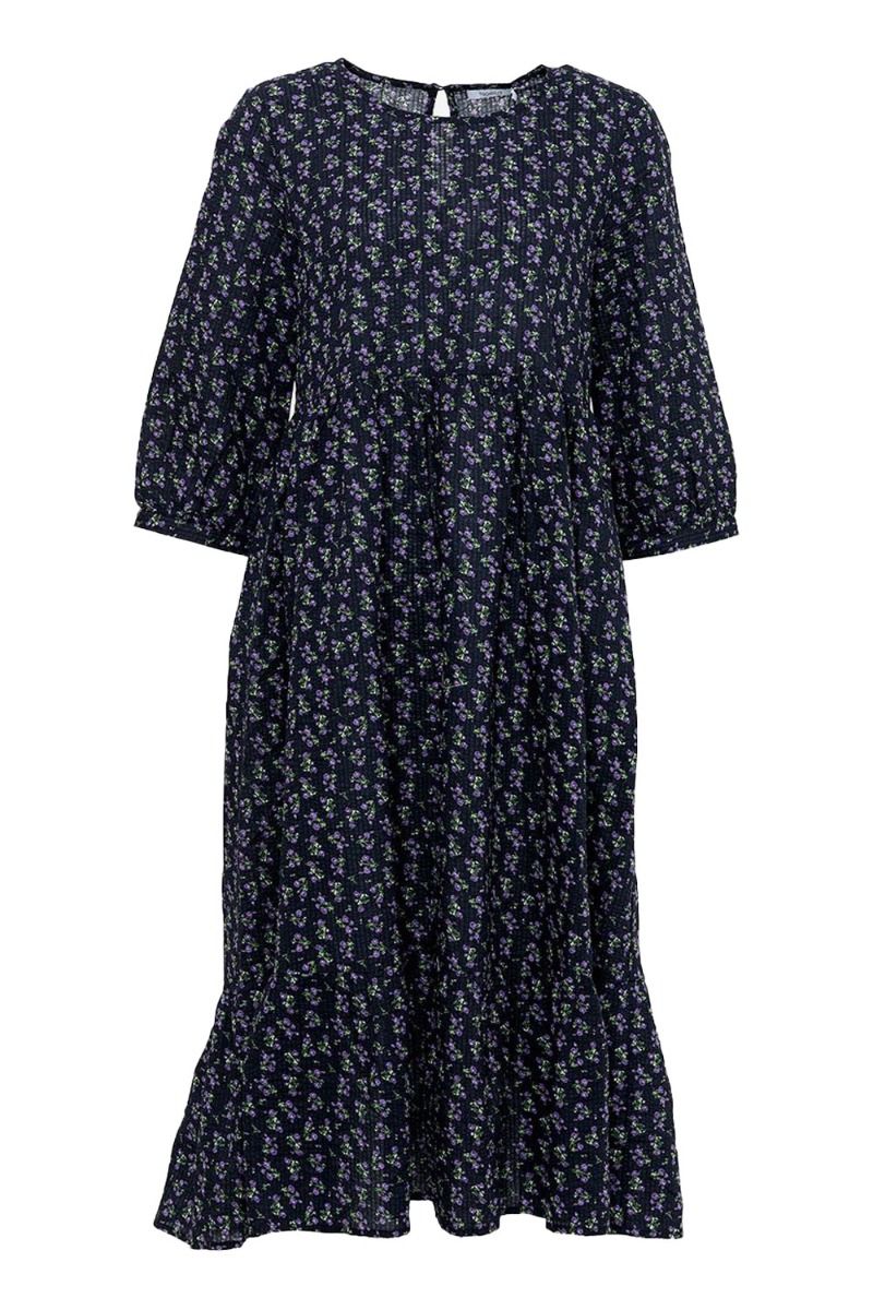Noella - Kjole - Fabiola Dress Seersucker - Navy/Lilac Flower