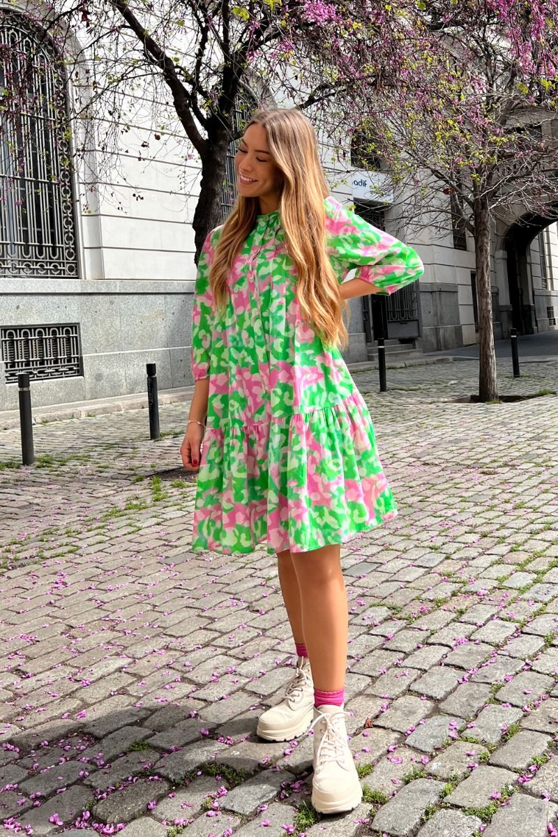 Noella - Kjole - Imogene Dress - Green/Pink