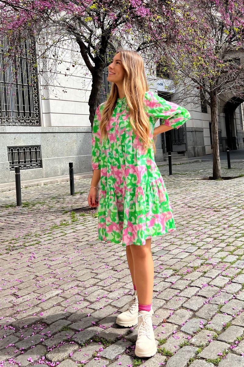 Noella - Kjole - Imogene Dress - Green/Pink