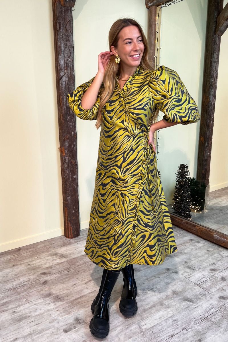Noella - Kjole - Jessa Wrap Dress - Black/Yellow Mix