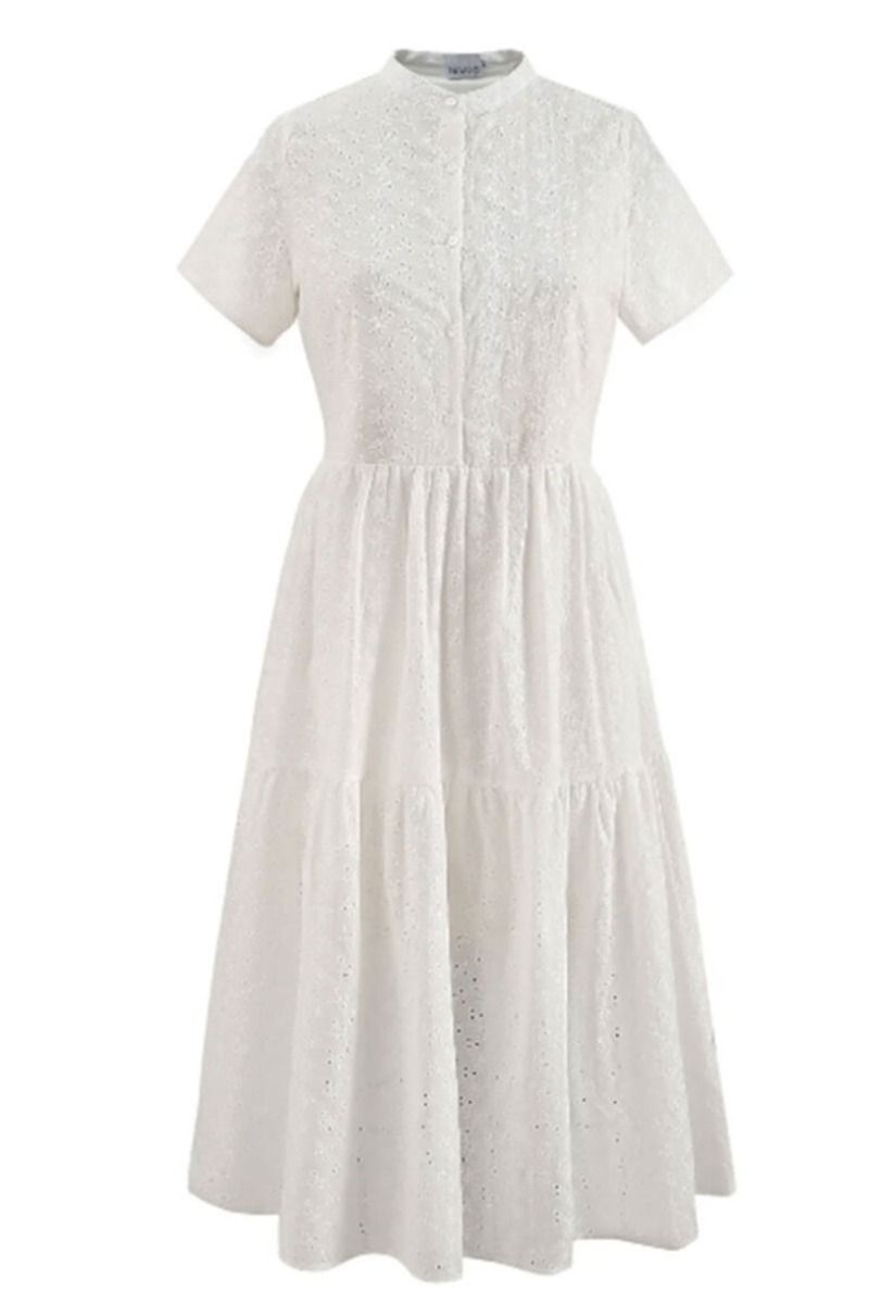 Noella - Kjole - Lipe Dress Short Sleeve Cotton Broderie - White