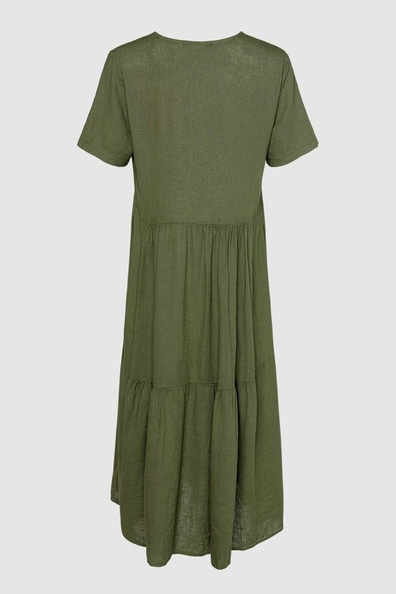 Noella - Kjole - Lipe V-neck ss Linen - Mix Army