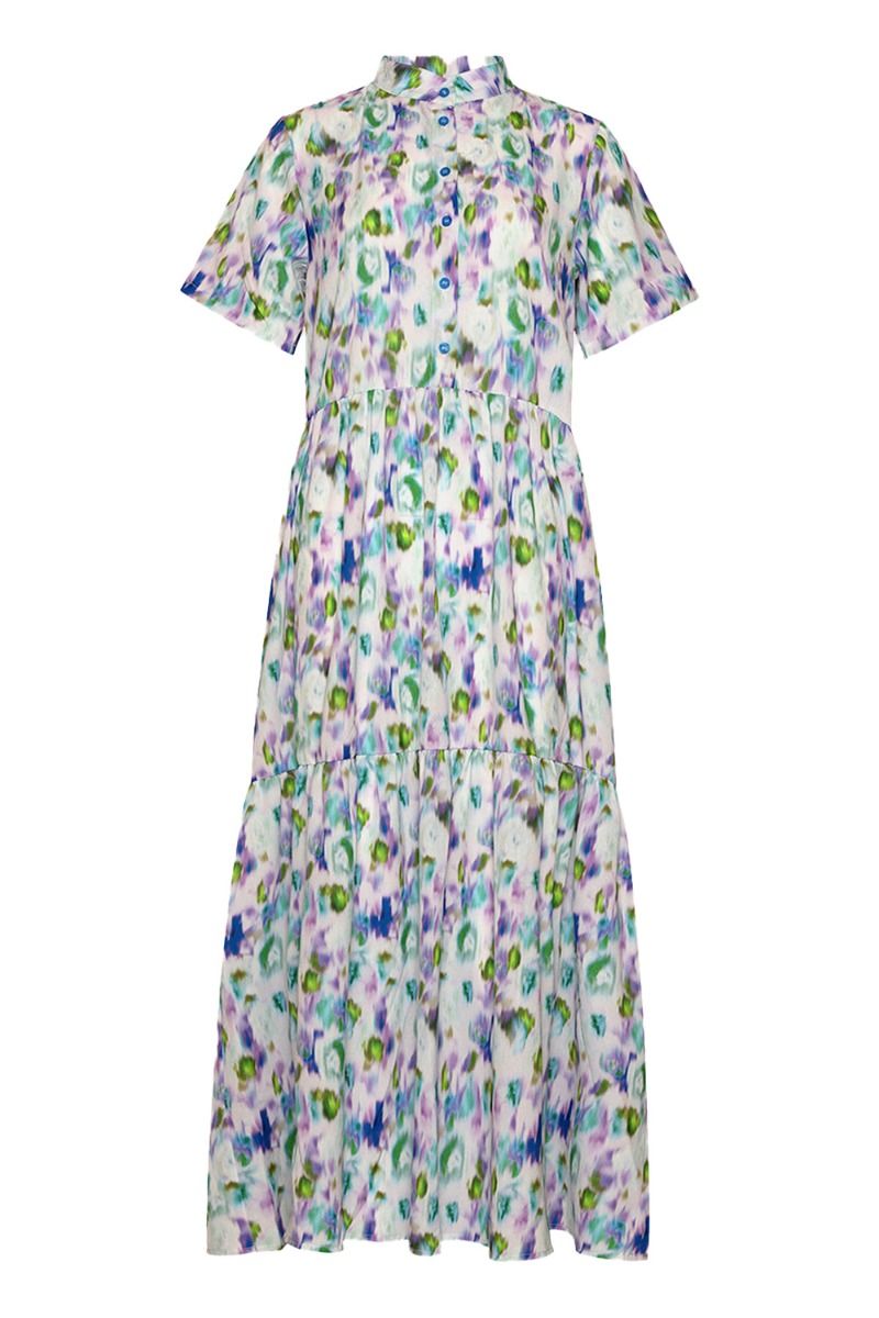 Noella - Kjole - Lipe Long Dress S/S - Green/Lavender Mix