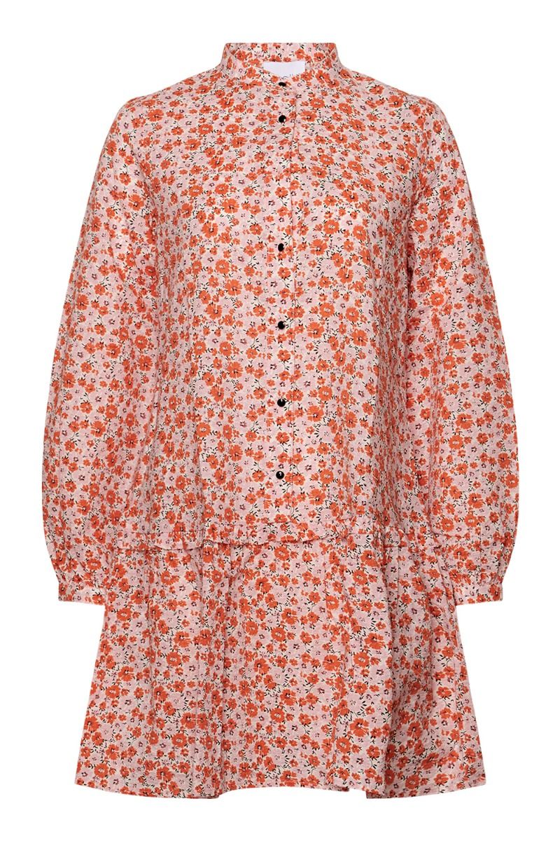 Noella - Kjole - Luna Dress - Seersucker Pink/red Flower