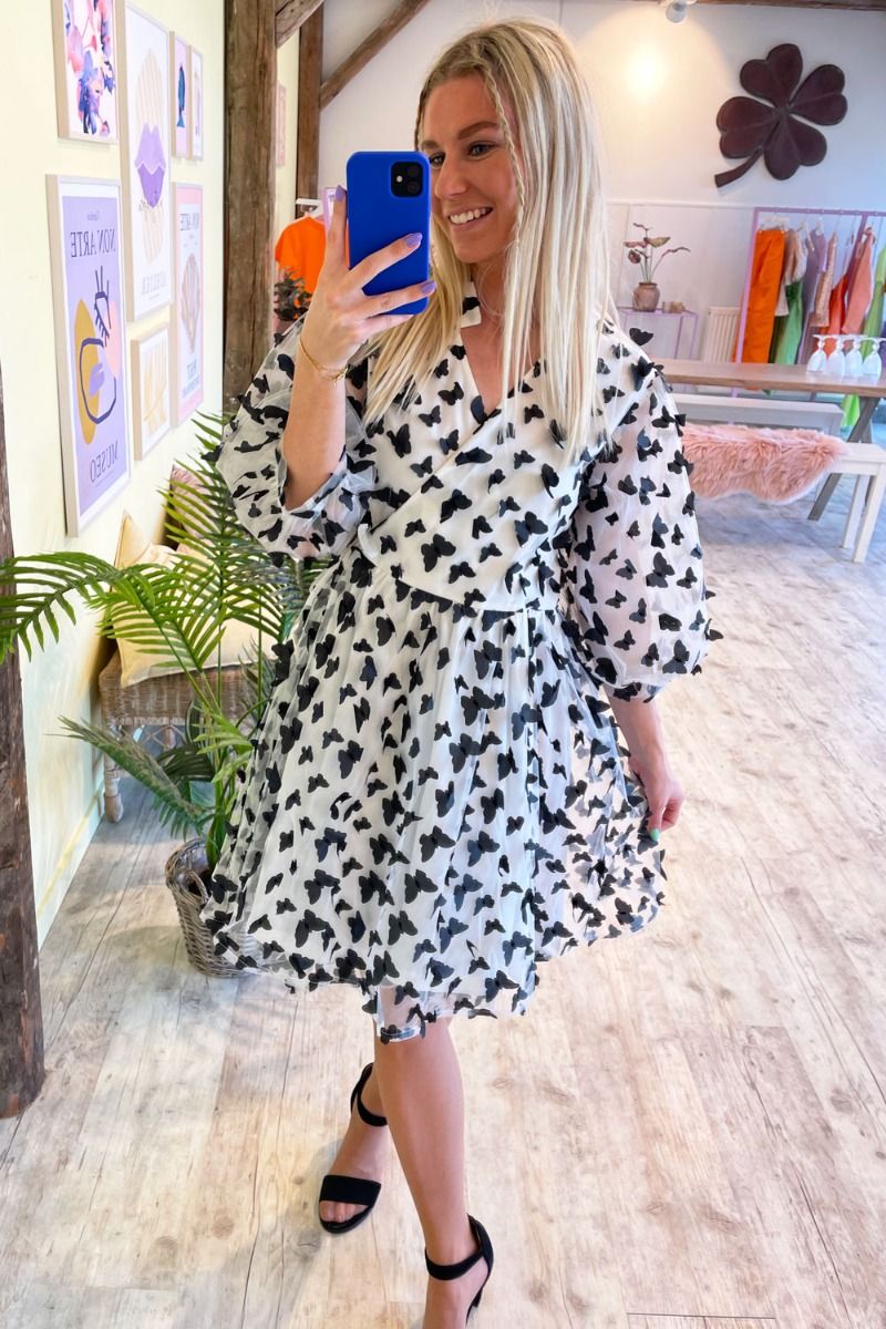Noella - Kjole - Maya Dress - Black W. White