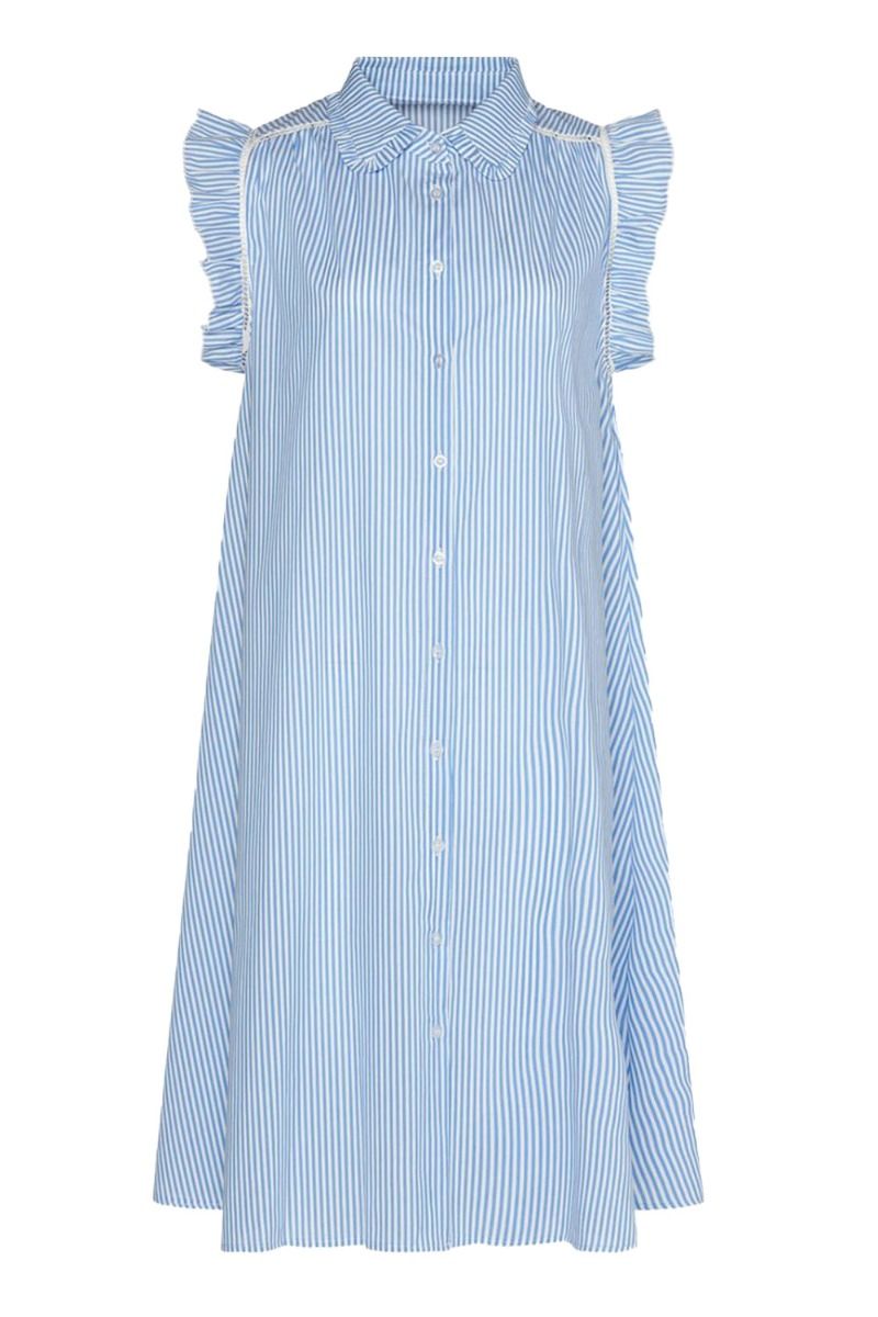 Noella - Kjole - Senza Dress Cotton Poplin - Blue/White Stripe