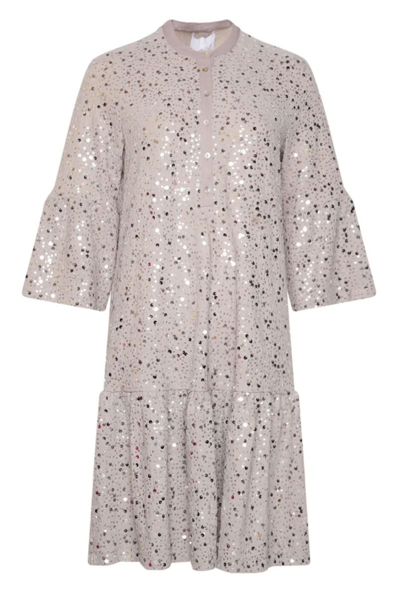 Noella - Kjole - Verona Short Dress - Grey w/ Silver