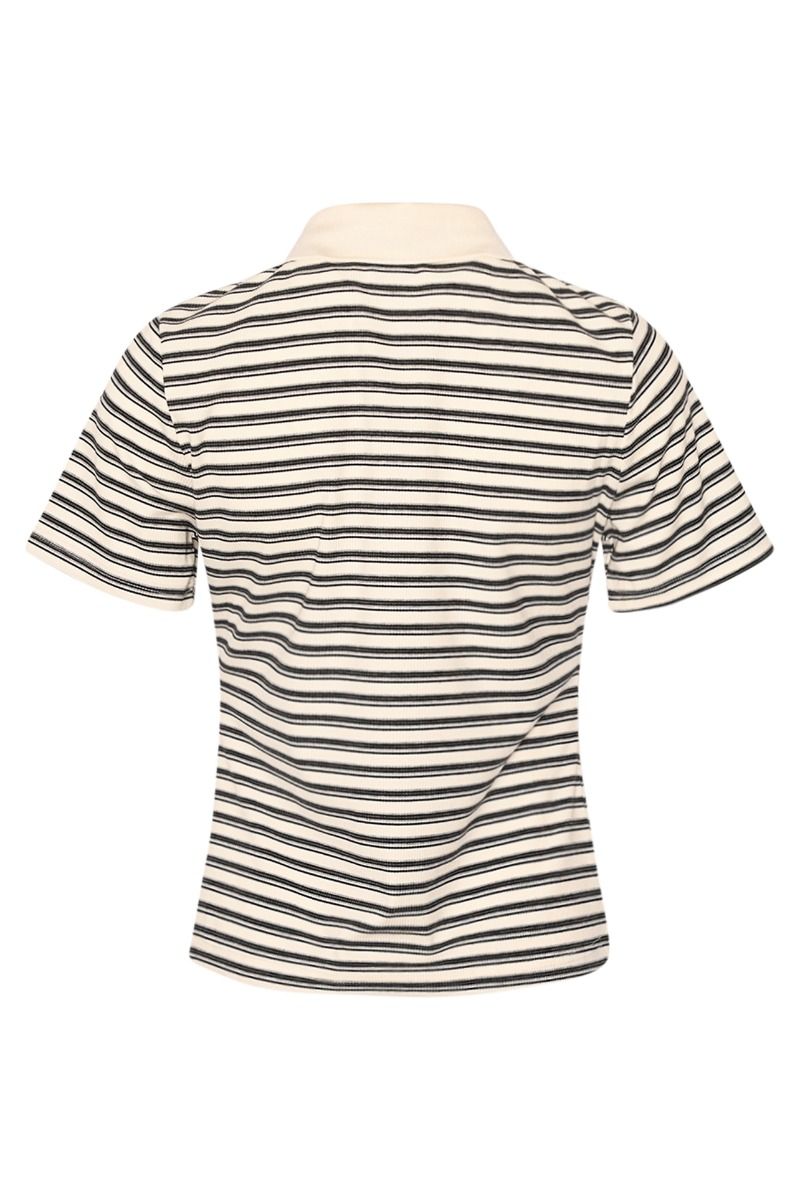 Noella - T-shirt - Leyna Polo Top - Sugar Grey Stripe