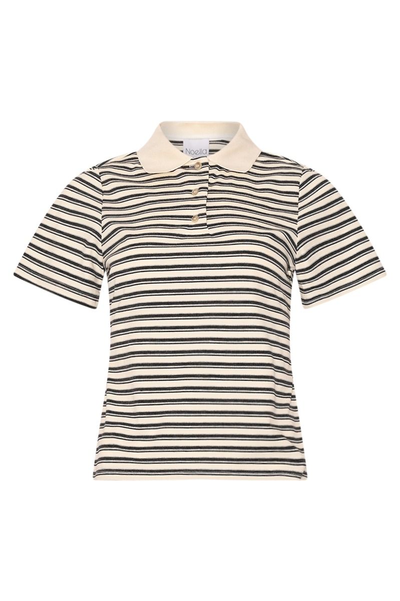 Noella - T-shirt - Leyna Polo Top - Sugar Grey Stripe