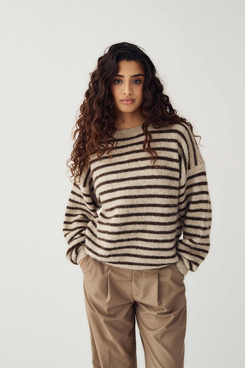 Noella - Strik - N-Mafalda Knit - Brown Sand Stripe