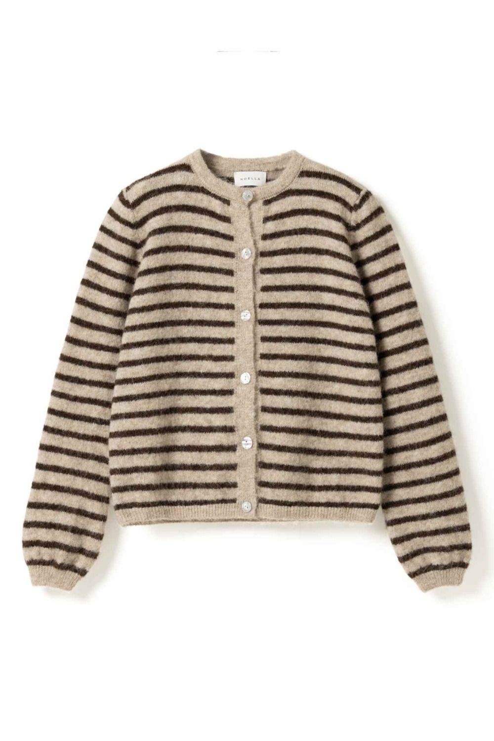 Noella - Cardigan - N-Mertice Knit Cardigan - Brown Sand Stripe