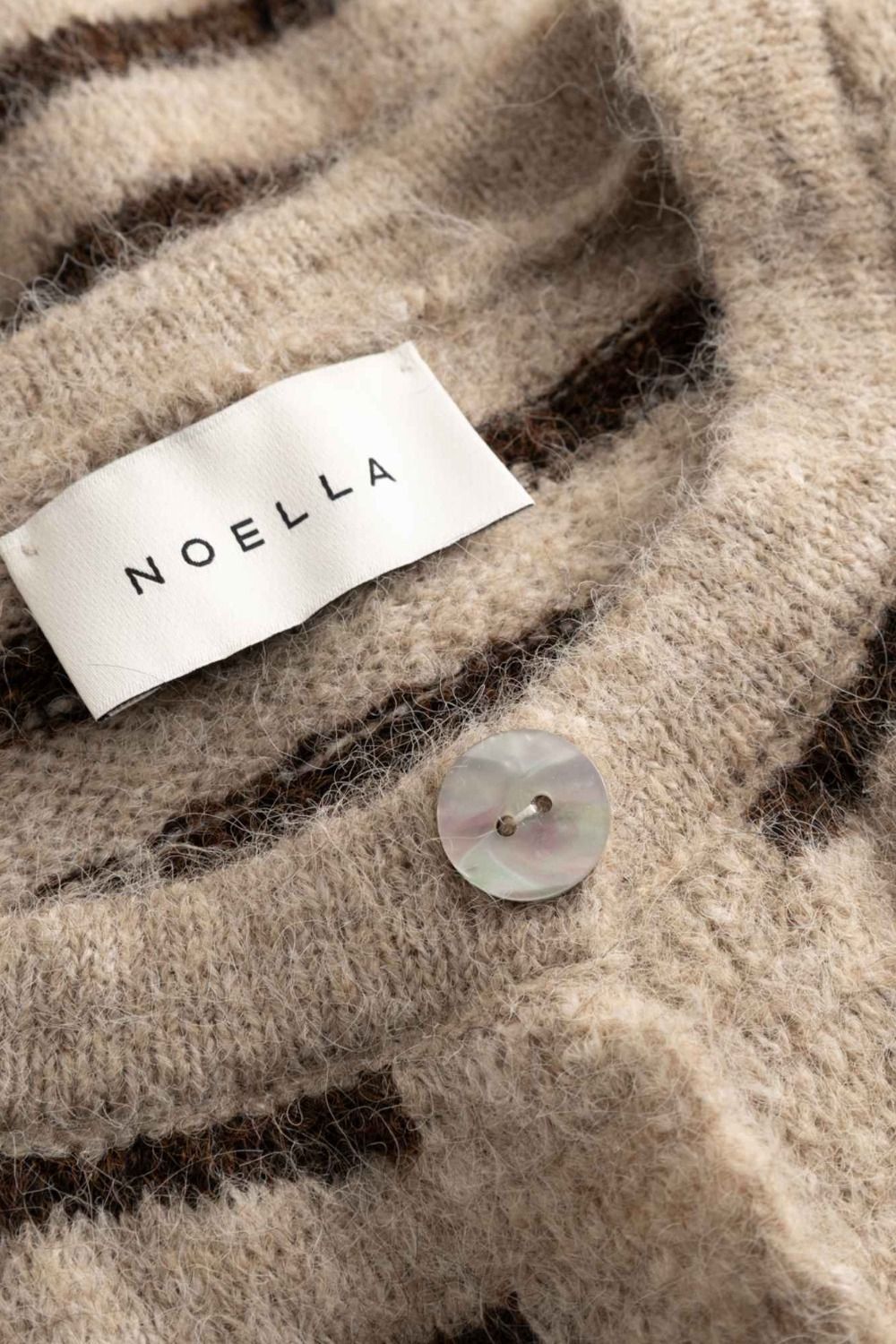Noella - Cardigan - N-Mertice Knit Cardigan - Brown Sand Stripe