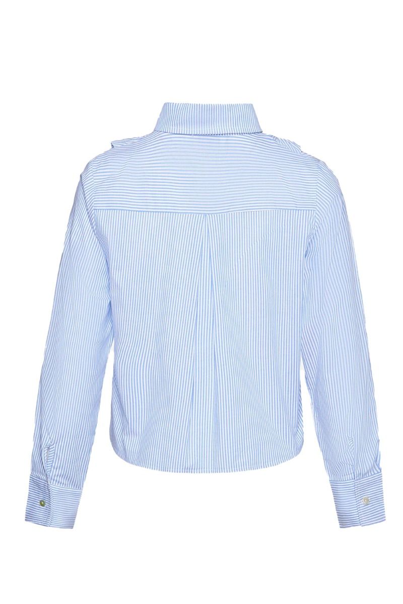 Noella - Skjorte - Celeste Ruffle Shirt Cotton Poplin - Blue/White Stripe