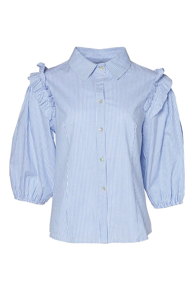 Noella - Skjorte - Celeste Shirt Cotton Poplin - Blue/White Stripe